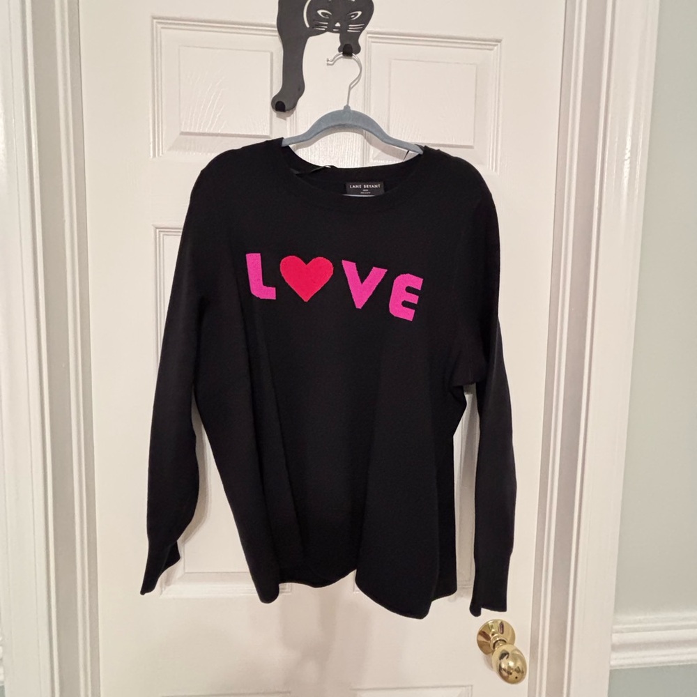 Lane Bryant Black Sweatshirt with Pink Love Design